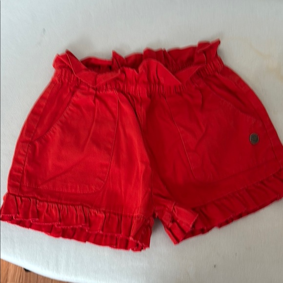 Red Women's Ruffle Hem Shorts - Picture 1 of 6